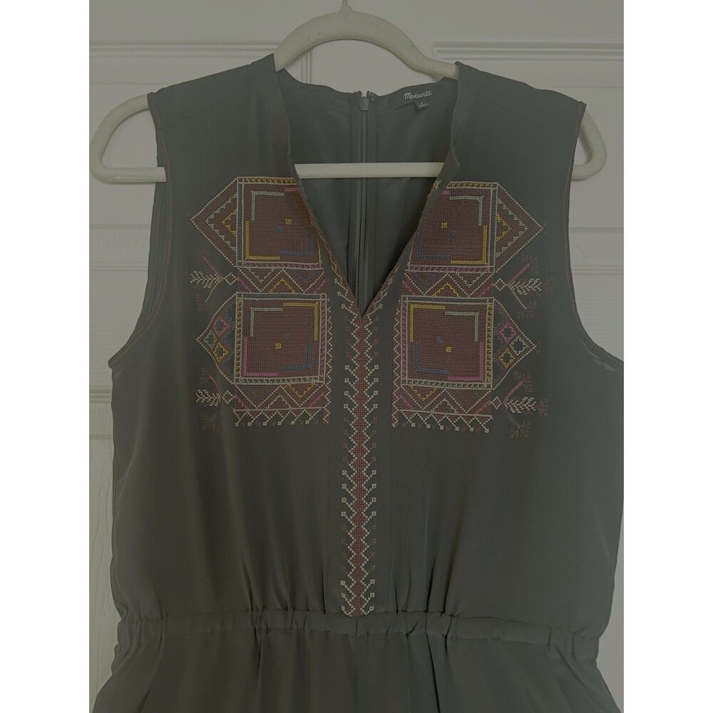 Madewell Embroidered Jumpsuit Sz 6 Black 100% Silk Sleeveless Boho Quiet Luxury - Picture 3 of 7
